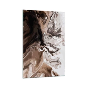 Cuadro sobre vidrio - Impresiones sobre Vidrio - Abstracción en tonos marrones con líneas dinámicas. - 70x100cm - Contenencia del color - Decoración de pared moderna para salón y dormitorio ARTTOR