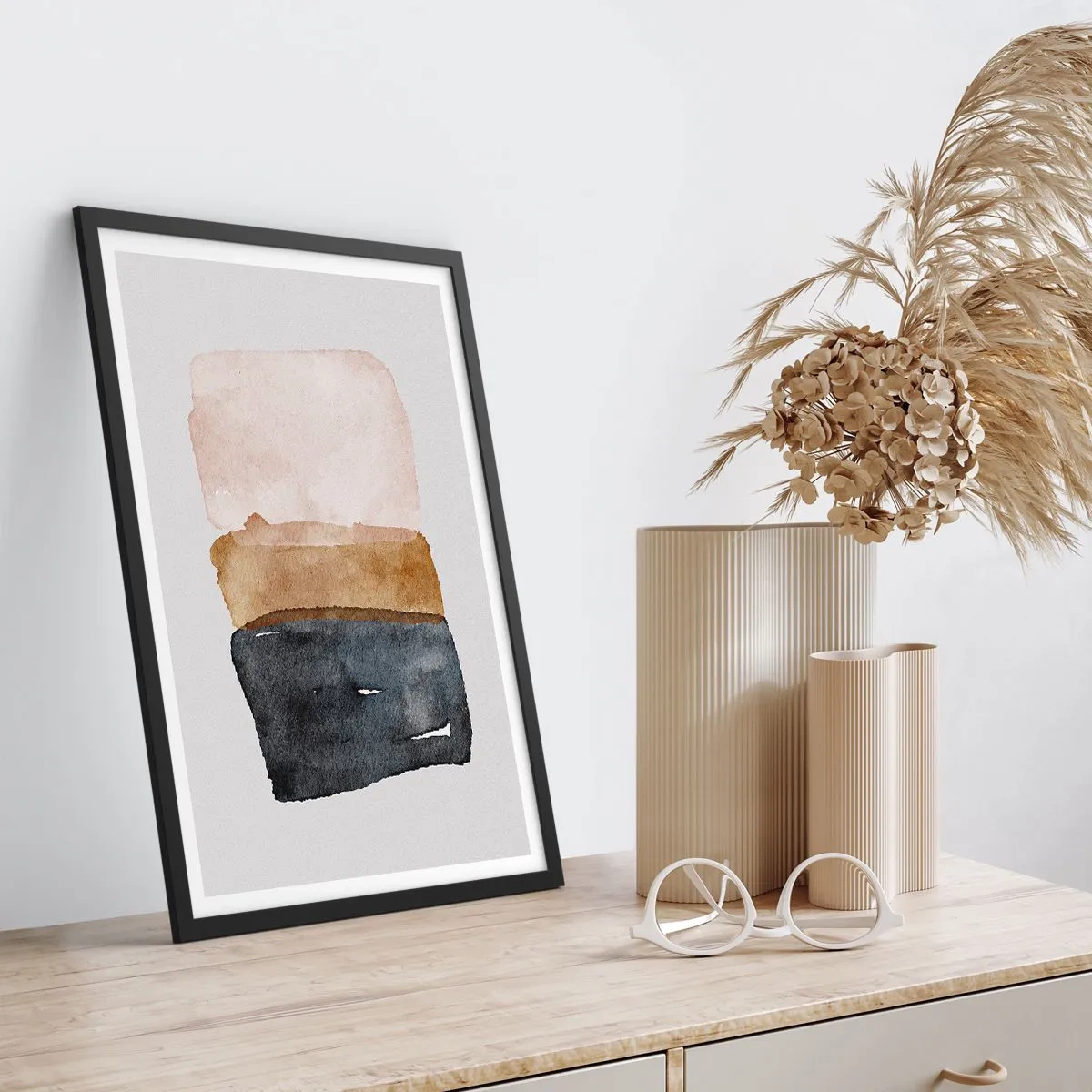 Póster en marco negro - Una composición de colores tierra - 70x100 cm