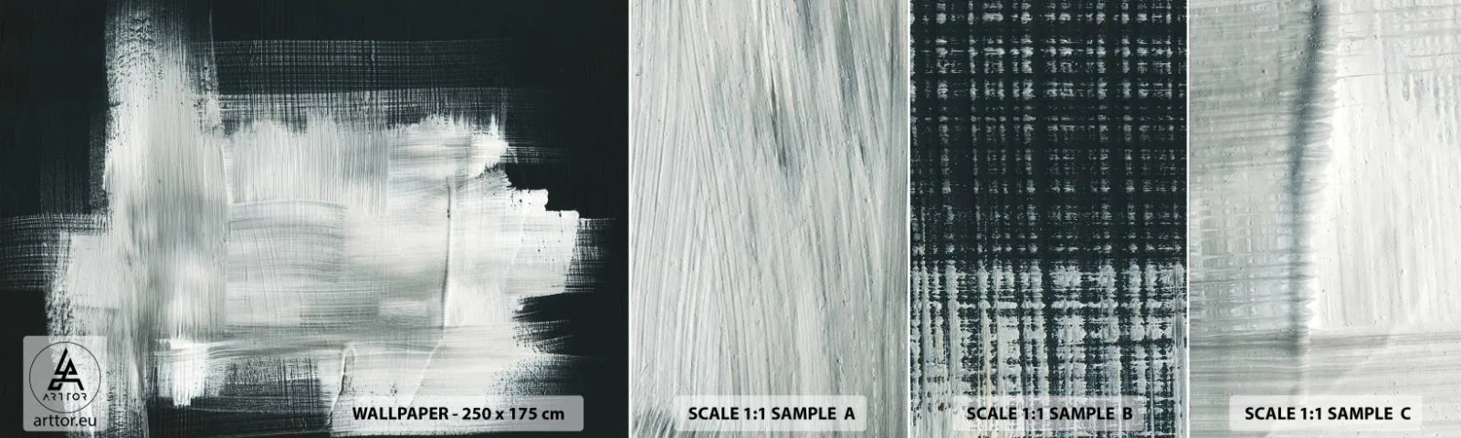 Muestra De Fotomural Standard Eco - Tejido vertical y horizontal - Abstracción, Pedazo, En blanco y negro - 100x30 cm