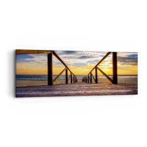 Cuadro sobre lienzo - Impresión de Imagen - Directamente hacia una playa tranquila al atardecer - 90x30 cm