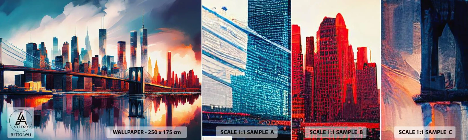 Muestra De Fotomural Standard Eco - Nueva York siempre luce - Ciudad, Puente, Arquitectura - 100x30 cm