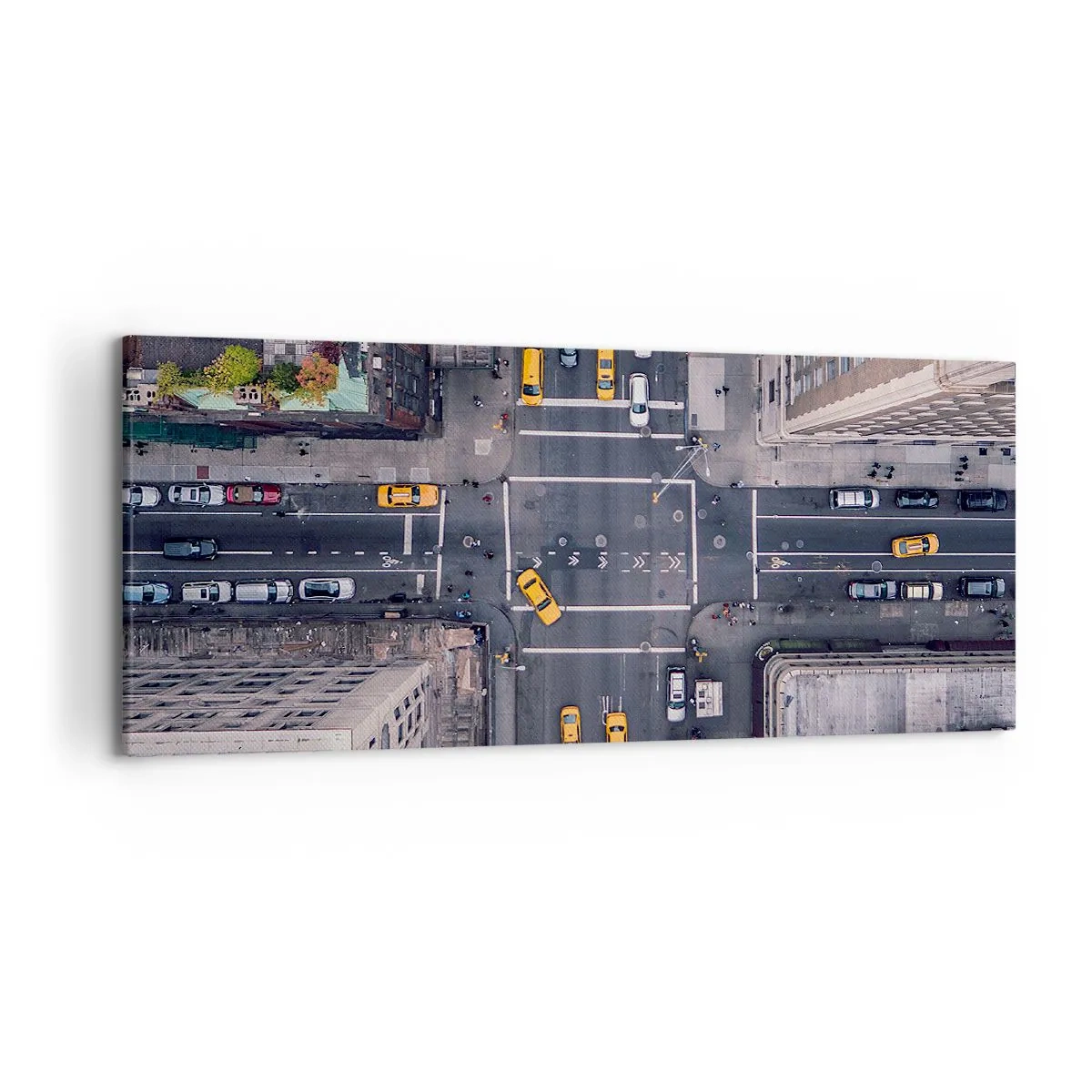 Cuadro sobre lienzo - Impresión de Imagen - Vista aérea de una calle concurrida de la ciudad - 120x50cm - Una simple elección - Decoración de pared moderna para salón y dormitorio ARTTOR