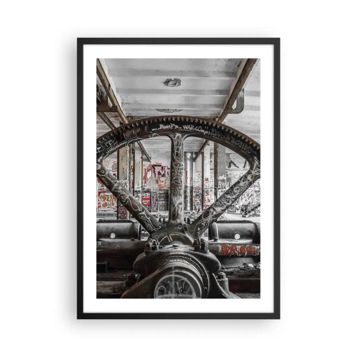 Póster en marco negro - Máquina de grafitis industrial en una fábrica abandonada - 50x70cm - La vida secreta de una fábrica - Decoración de pared moderna para salón y dormitorio ARTTOR