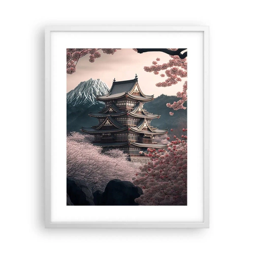 Póster en marco blanco - Tierra de cerezos en flor - 40x50 cm