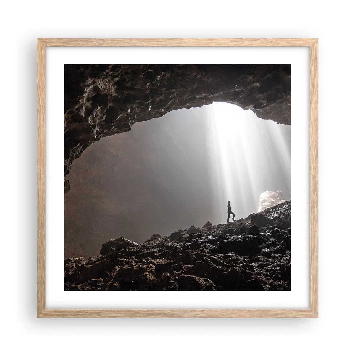 Póster en marco roble claro - Gruta luminosa - 50x50 cm
