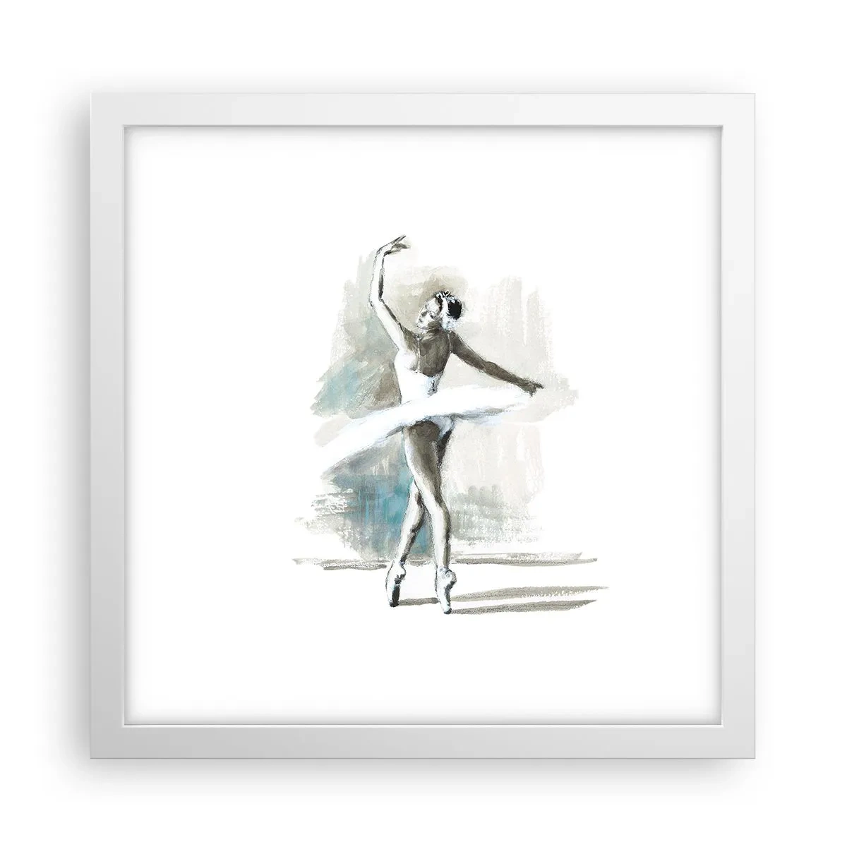 Póster en marco blanco - Encantada por un cisne - 30x30 cm
