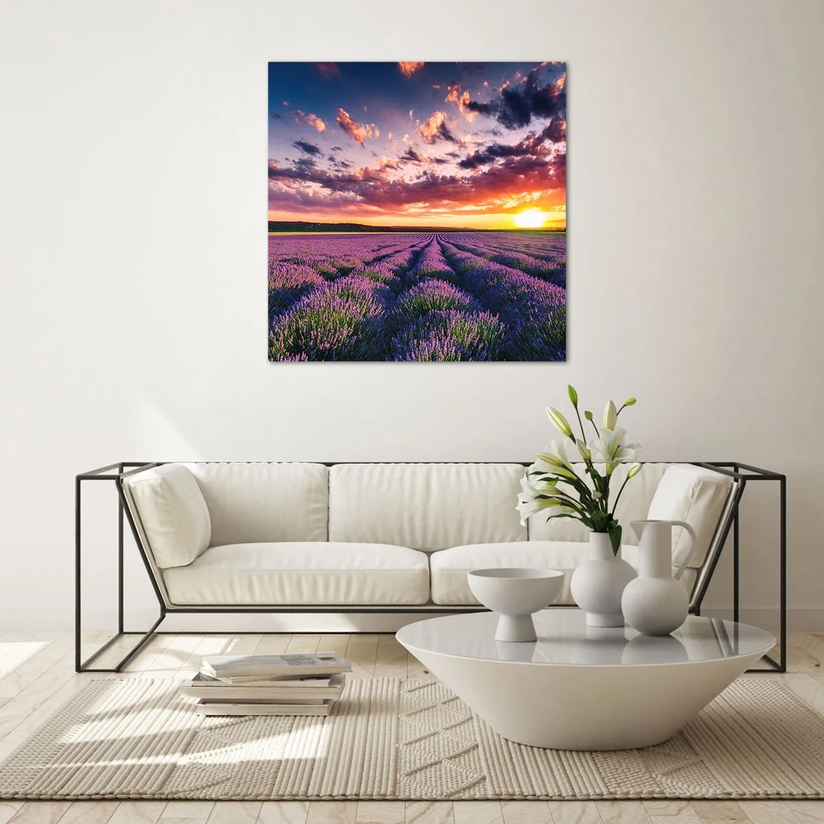 Cuadro sobre vidrio - Impresiones sobre Vidrio - El mundo de la lavanda - 60x60 cm