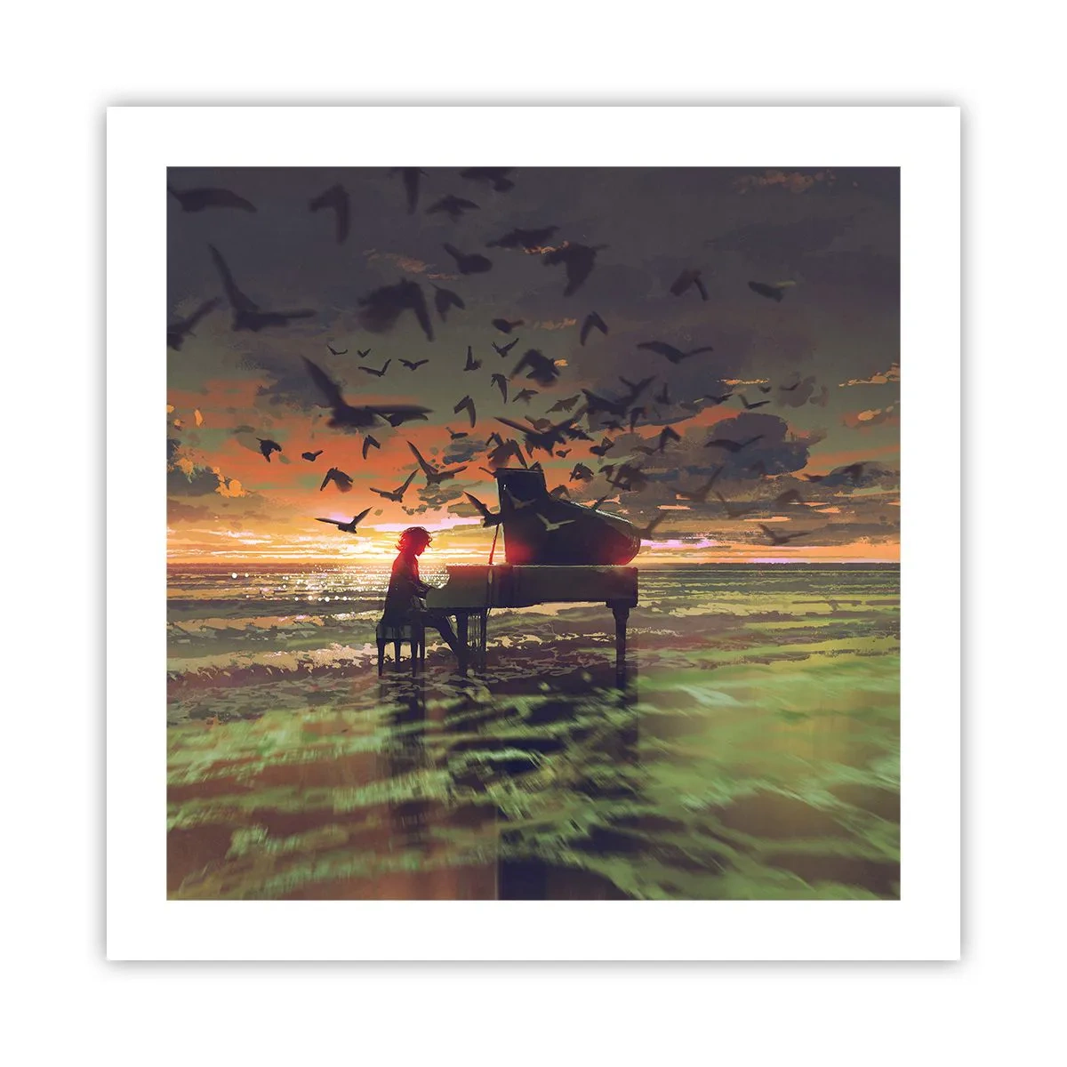 Póster - Concierto de piano y olas - 50x50 cm