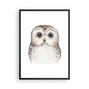Póster en marco negro - Un encantador retrato en acuarela de un búho. - 50x70cm - Mírame a los ojos - Decoración de pared moderna para salón y dormitorio ARTTOR