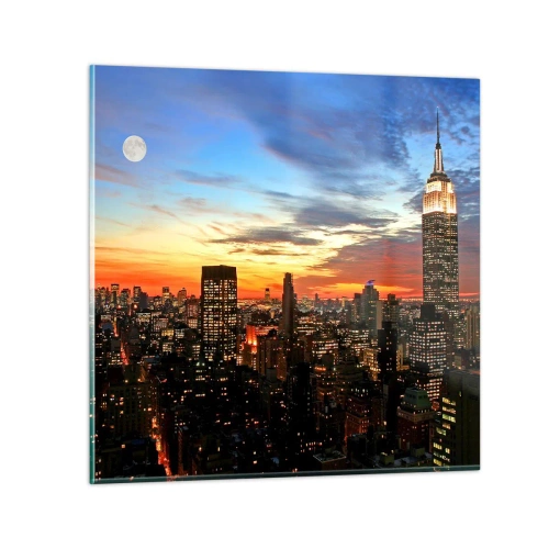 Cuadro sobre vidrio - Impresiones sobre Vidrio - Una luminosa noche americana - 70x70 cm