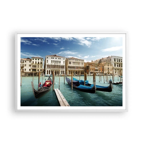 Póster en marco blanco - Palacios en azul - 100x70 cm