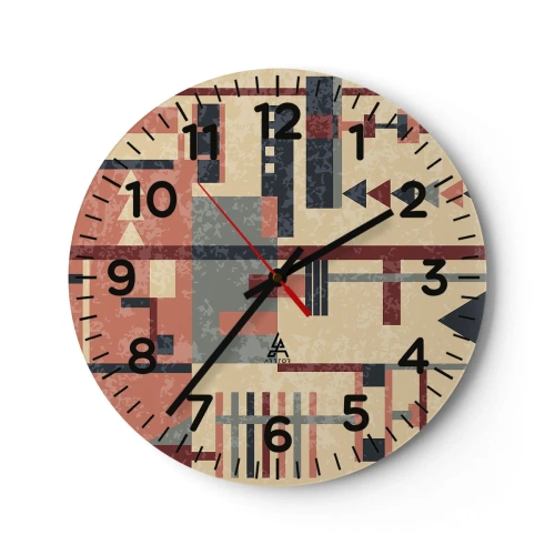 Reloj de pared - Reloj de vidrio - Una combinación de verticales y niveles - 40x40 cm