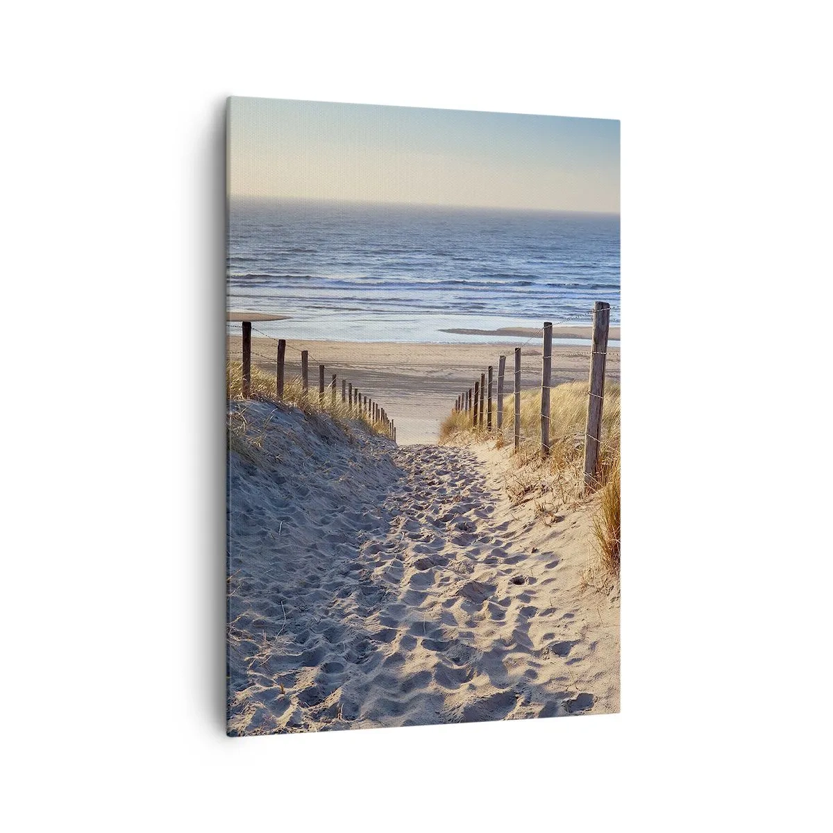Cuadro sobre lienzo - Impresión de Imagen - Camino a través de las dunas que conduce a la playa. - 70x100cm - El sonido del mar, el canto de los pájaros, una playa virgen entre las dunas... - Decoración de pared moderna para salón y dormitorio ARTTOR