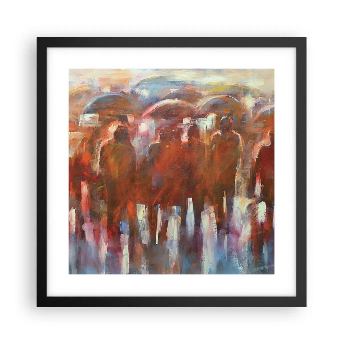 Póster en marco negro - Iguales entre la niebla - 40x40 cm