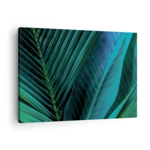 Cuadro sobre lienzo - Impresión de Imagen - Primer plano de hojas verdes tropicales - 70x50cm - Anatomía del verde - Decoración de pared moderna para salón y dormitorio ARTTOR
