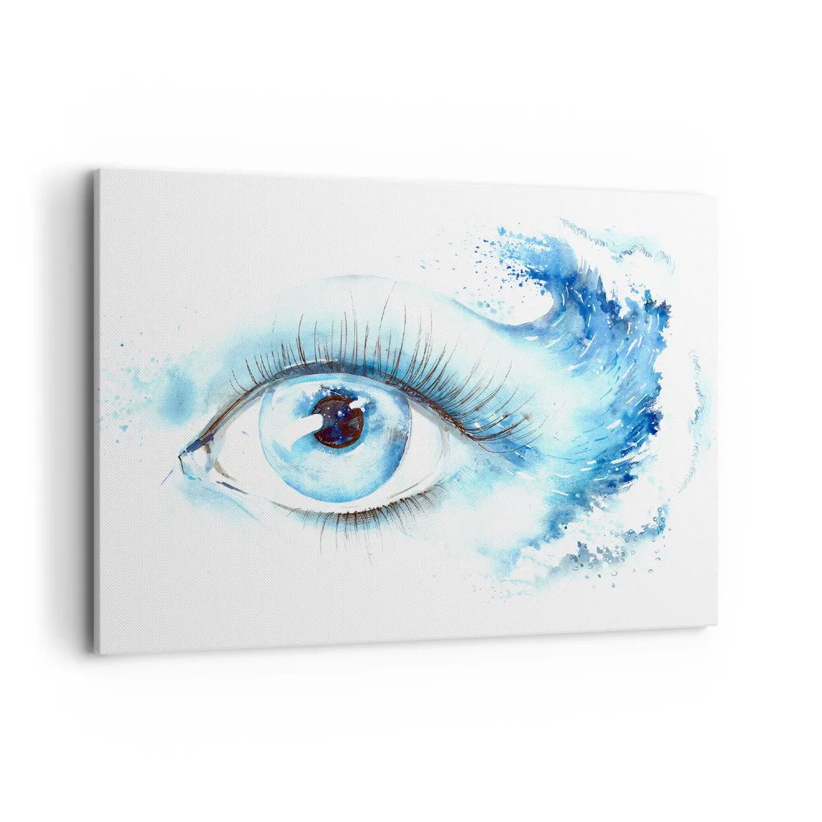 Cuadro sobre lienzo - Impresión de Imagen - Acuarela artística de un ojo con una onda dinámica. - 100x70cm - Sumérgete en el azul de tu mirada - Decoración de pared moderna para salón y dormitorio ARTTOR