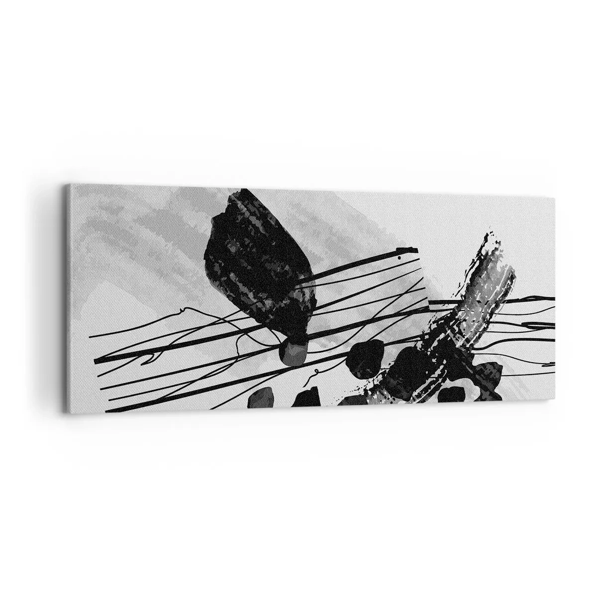 Cuadro sobre lienzo - Impresión de Imagen - Abstracción orgánica en blanco y negro - 100x40 cm