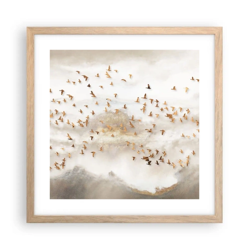 Póster en marco roble claro - Es hora... - 40x40 cm