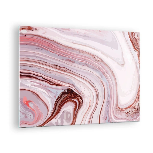 Cuadro sobre vidrio - Impresiones sobre Vidrio - Patrón de mármol en tonos rosa y marrón. - 70x50cm - Cambio de dirección - Decoración de pared moderna para salón y dormitorio ARTTOR