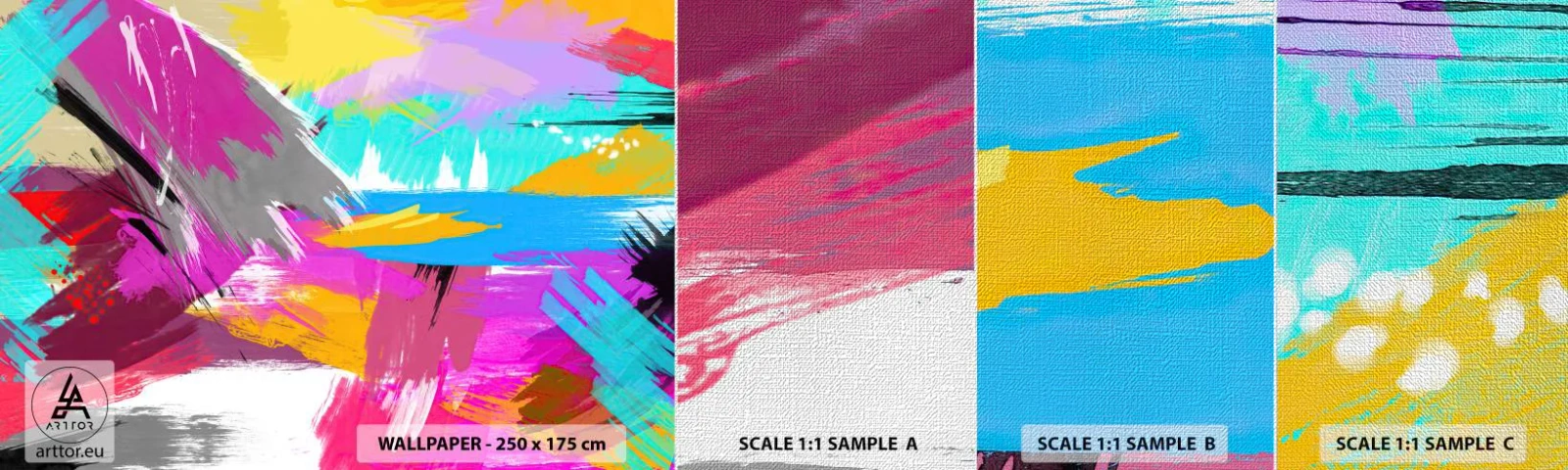 Muestra de fotomural Premium Canvas - Abstracción colorida - Abstracción, Pedazo, Patrón moderno - 100x30 cm