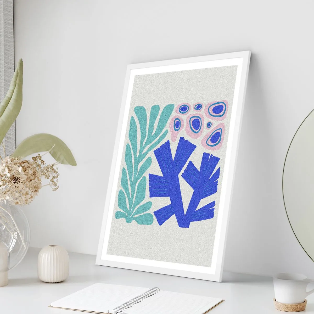 Póster en marco blanco - Jardín submarino - 70x100 cm