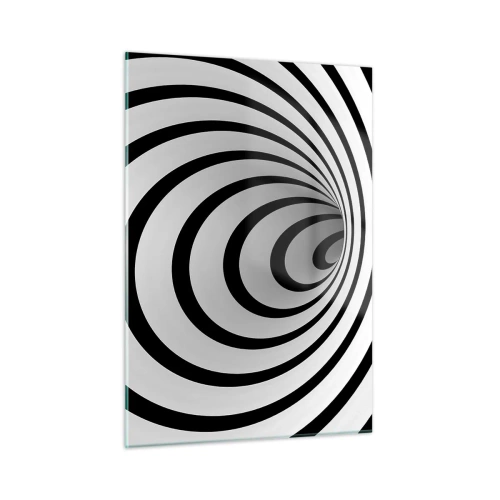 Cuadro sobre vidrio - Impresiones sobre Vidrio - Patrón espiral abstracto en blanco y negro - 50x70cm - ¿Tampoco puedes resistirte? - Decoración de pared moderna para salón y dormitorio ARTTOR