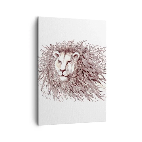 Cuadro sobre lienzo - Impresión de Imagen - Pintura artística de acuarela de un león con una melena detallada. - 50x70cm - Gobernante extravagante - Decoración de pared moderna para salón y dormitorio ARTTOR