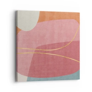 Cuadro sobre lienzo - Impresión de Imagen - Composición en pastel con hilos de oro - 30x30 cm