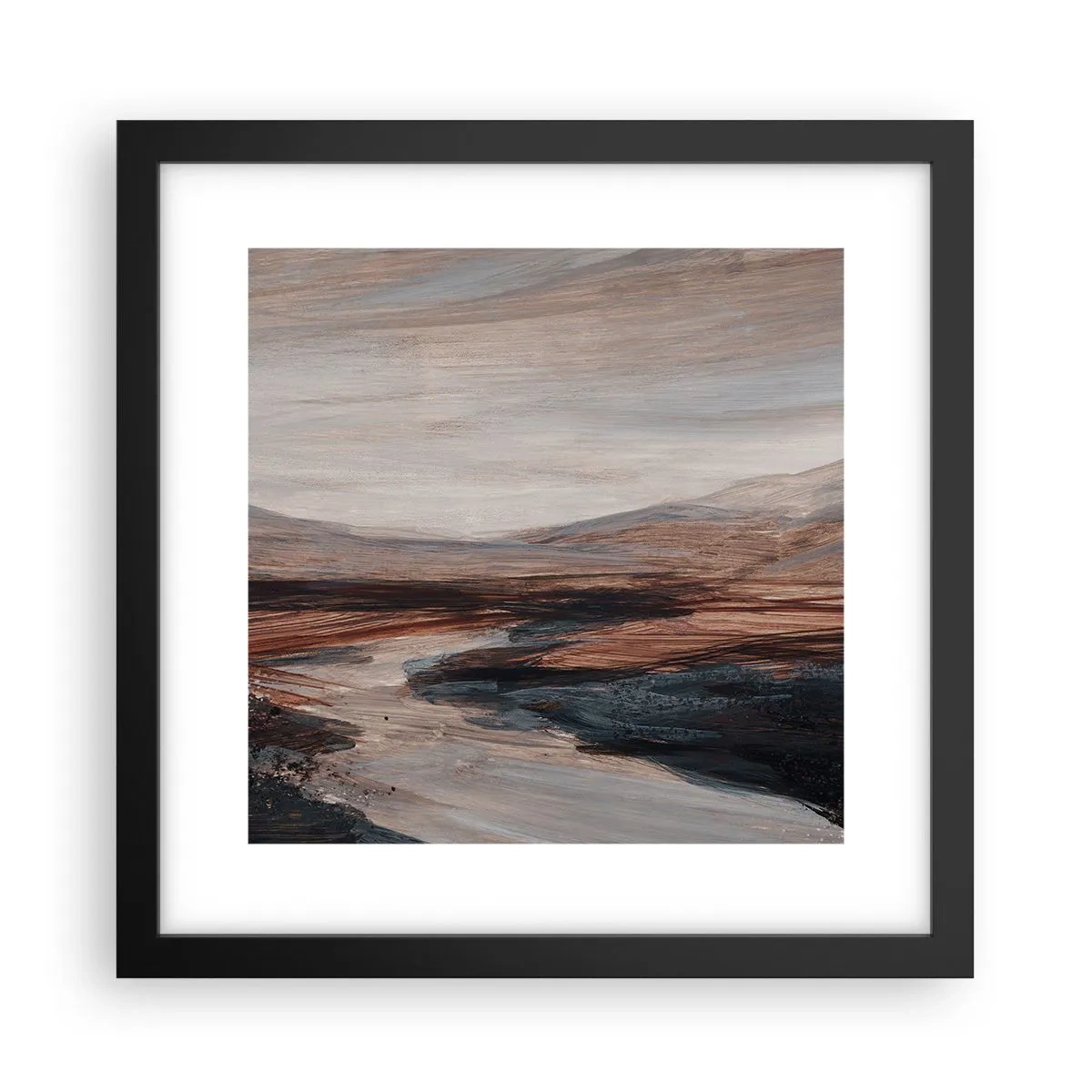 Póster en marco negro -  Valle apacible - 30x30 cm