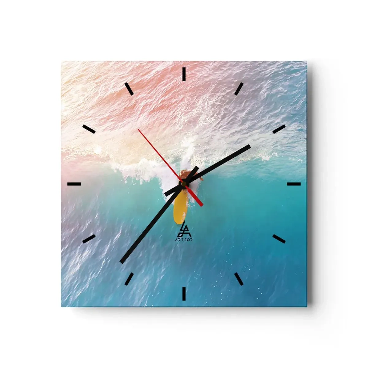 Reloj de pared - Reloj de vidrio - Jinete del océano - 40x40 cm