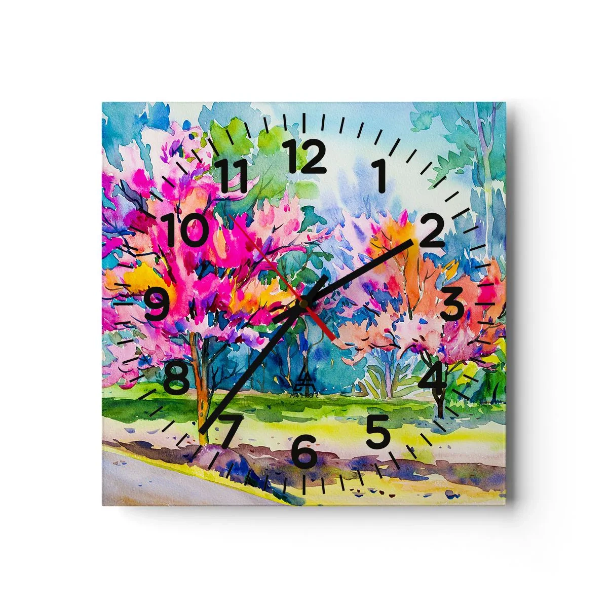 Reloj de pared - Reloj de vidrio - Un jardín de arco iris en el esplendor de la primavera - 30x30 cm
