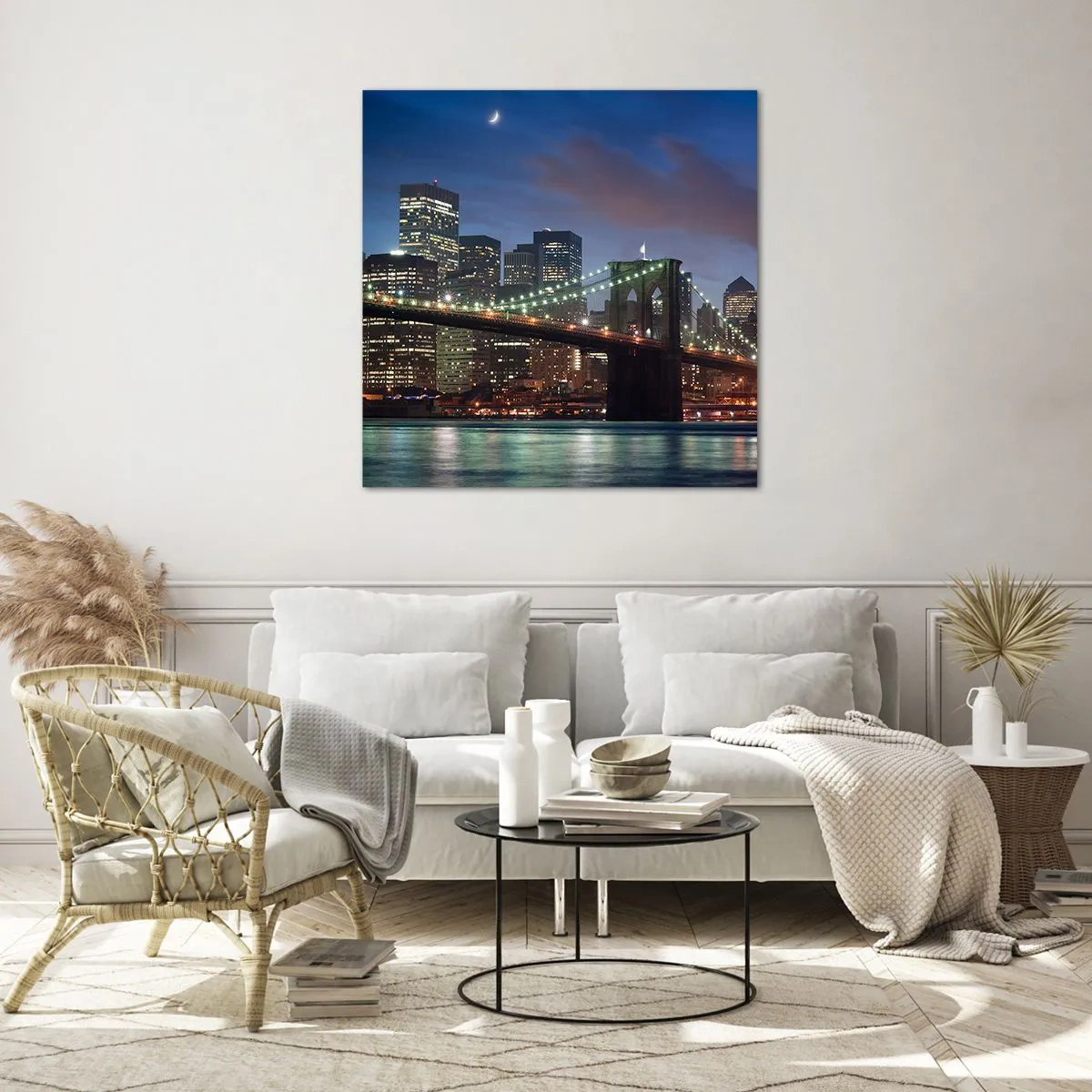 Cuadro sobre vidrio - Impresiones sobre Vidrio - Una noche iluminada - 70x70 cm