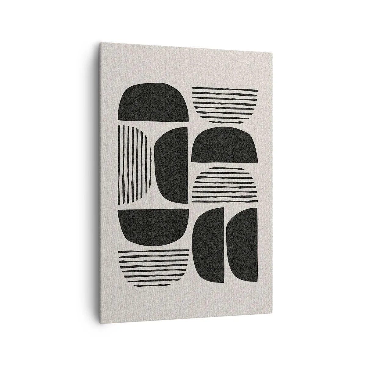 Cuadro sobre lienzo - Impresión de Imagen - Geometría con semicírculos y líneas en negro sobre fondo claro. - 70x100cm - Arreglos a medias - Decoración de pared moderna para salón y dormitorio ARTTOR