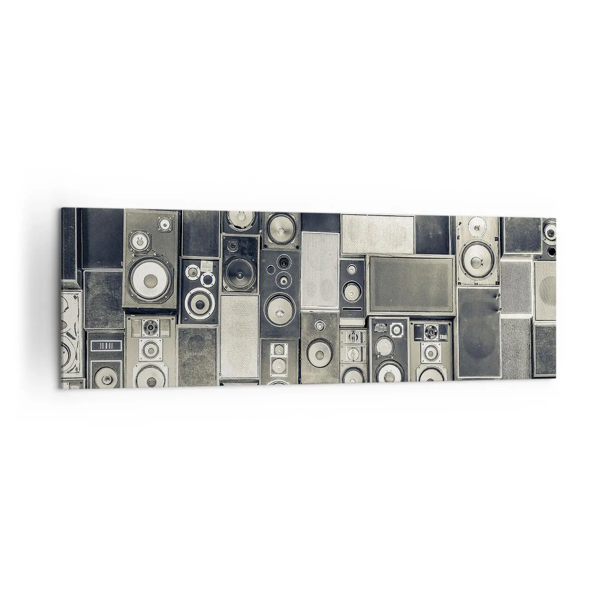 Cuadro sobre lienzo - Impresión de Imagen - Colección de altavoces de estilo retro - 160x50cm - Y todo fluye - Decoración de pared moderna para salón y dormitorio ARTTOR