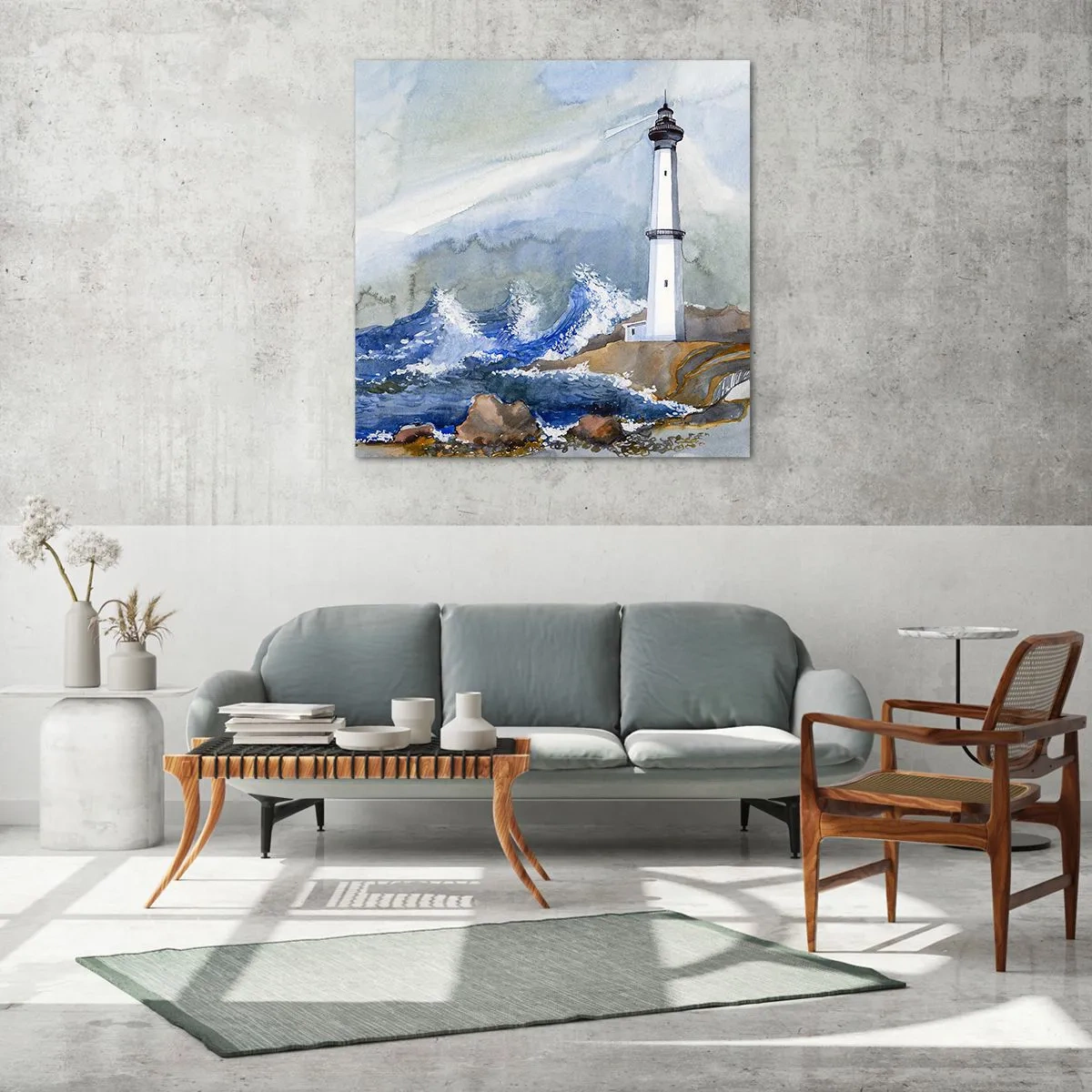 Cuadro sobre vidrio - Impresiones sobre Vidrio - Contra la oscuridad y la tormenta - 70x70 cm