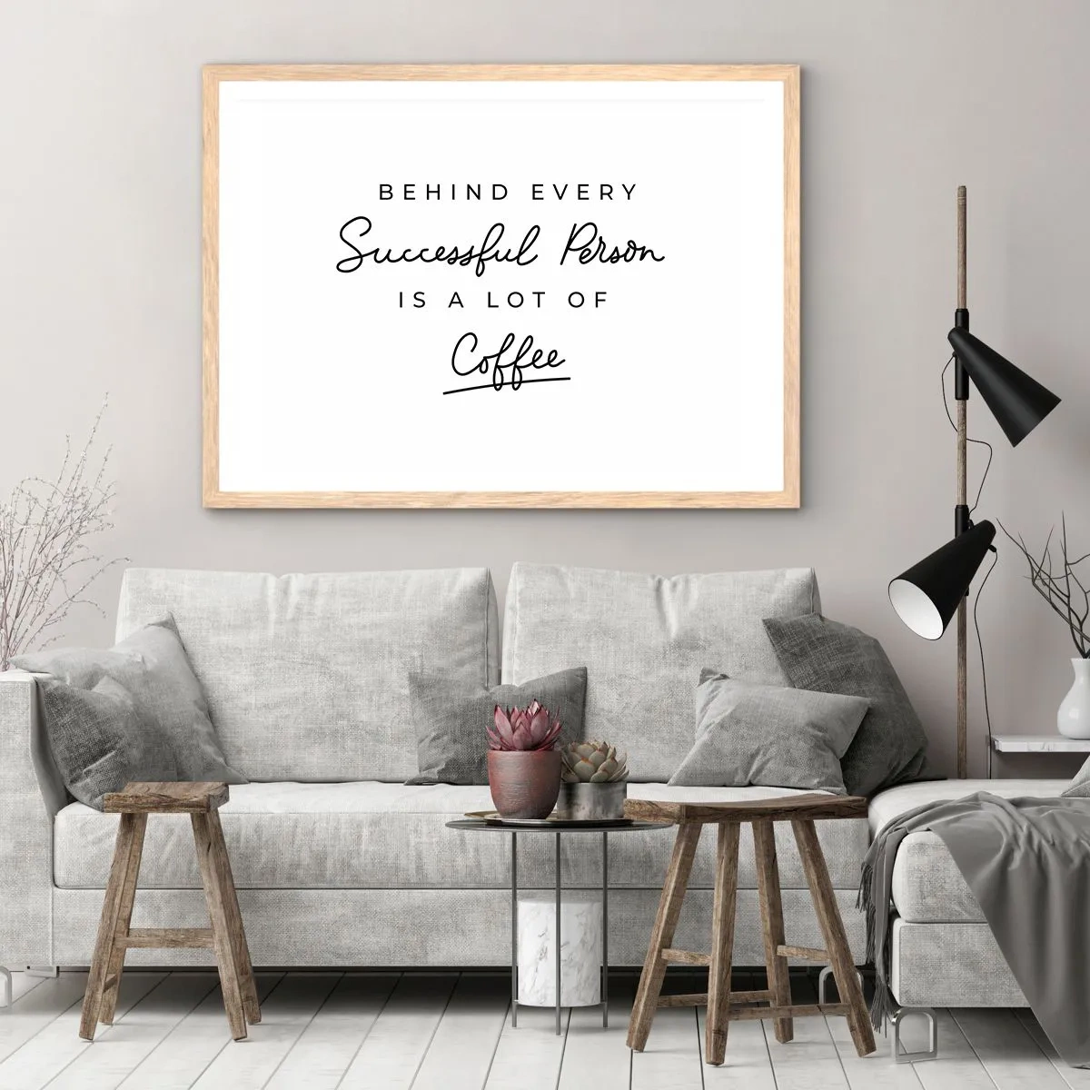 Póster en marco roble claro - El secreto del éxito - 50x40 cm