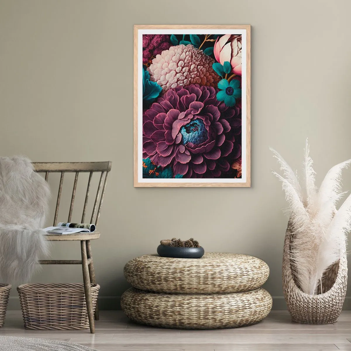 Póster en marco roble claro - Naturaleza en abundancia - 70x100 cm