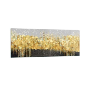 Cuadro sobre vidrio - Impresiones sobre Vidrio - Composición abstracta en tonos dorados y negros. - 140x50cm - Hacia arriba y hacia abajo - Decoración de pared moderna para salón y dormitorio ARTTOR