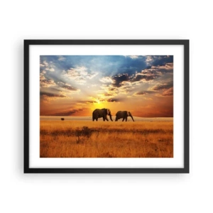 Póster en marco negro - Un paseo en familia - 50x40 cm