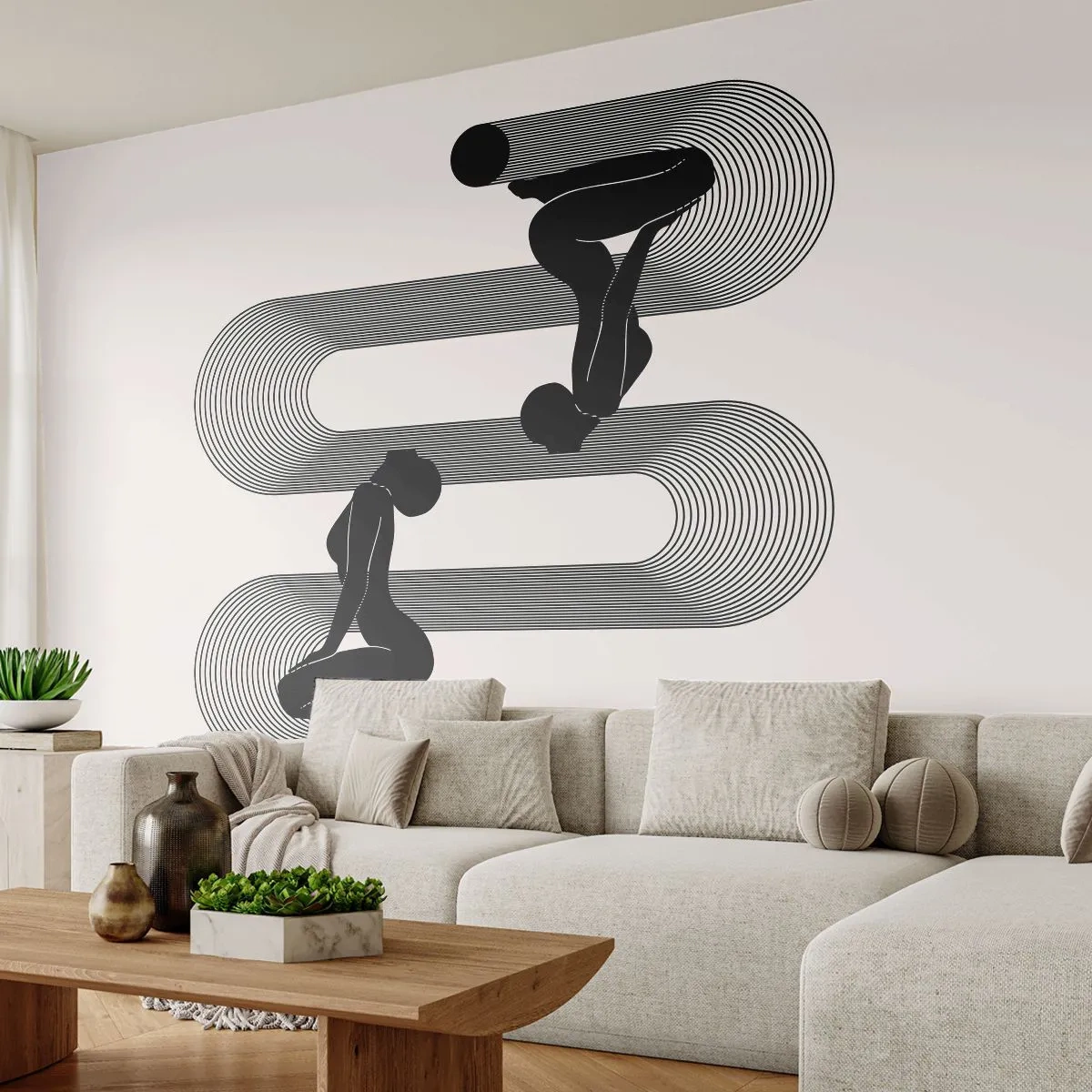 Fotomural Autadhesivo Deluxe Sticker - Simetría sensual - Mujer, Líneas, Meditación - 250x175 cm