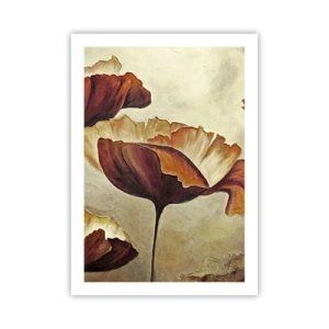 Póster - Una imagen de amapolas en tonos cálidos. - 50x70cm - Prado de prados - Decoración de pared moderna para salón y dormitorio ARTTOR
