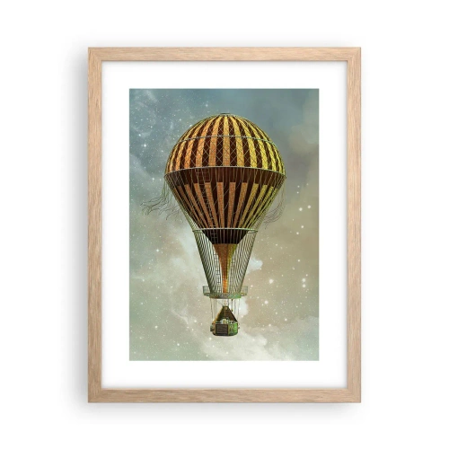 Póster en marco roble claro - Vuelos pioneros - 30x40 cm