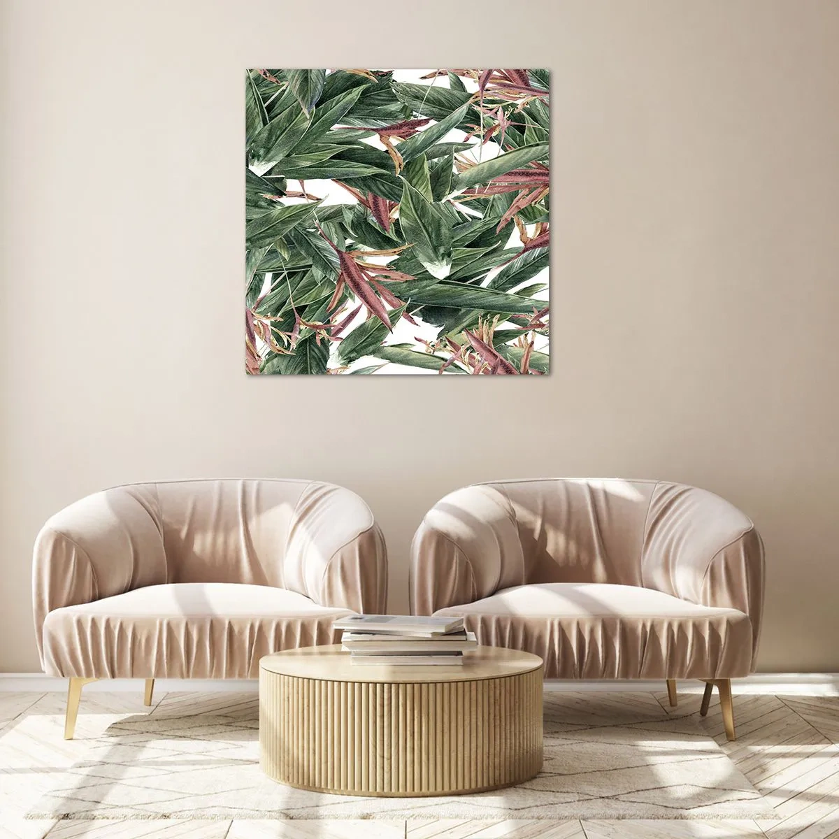 Cuadro sobre vidrio - Impresiones sobre Vidrio - Naturaleza esmeralda y lila - 70x70 cm