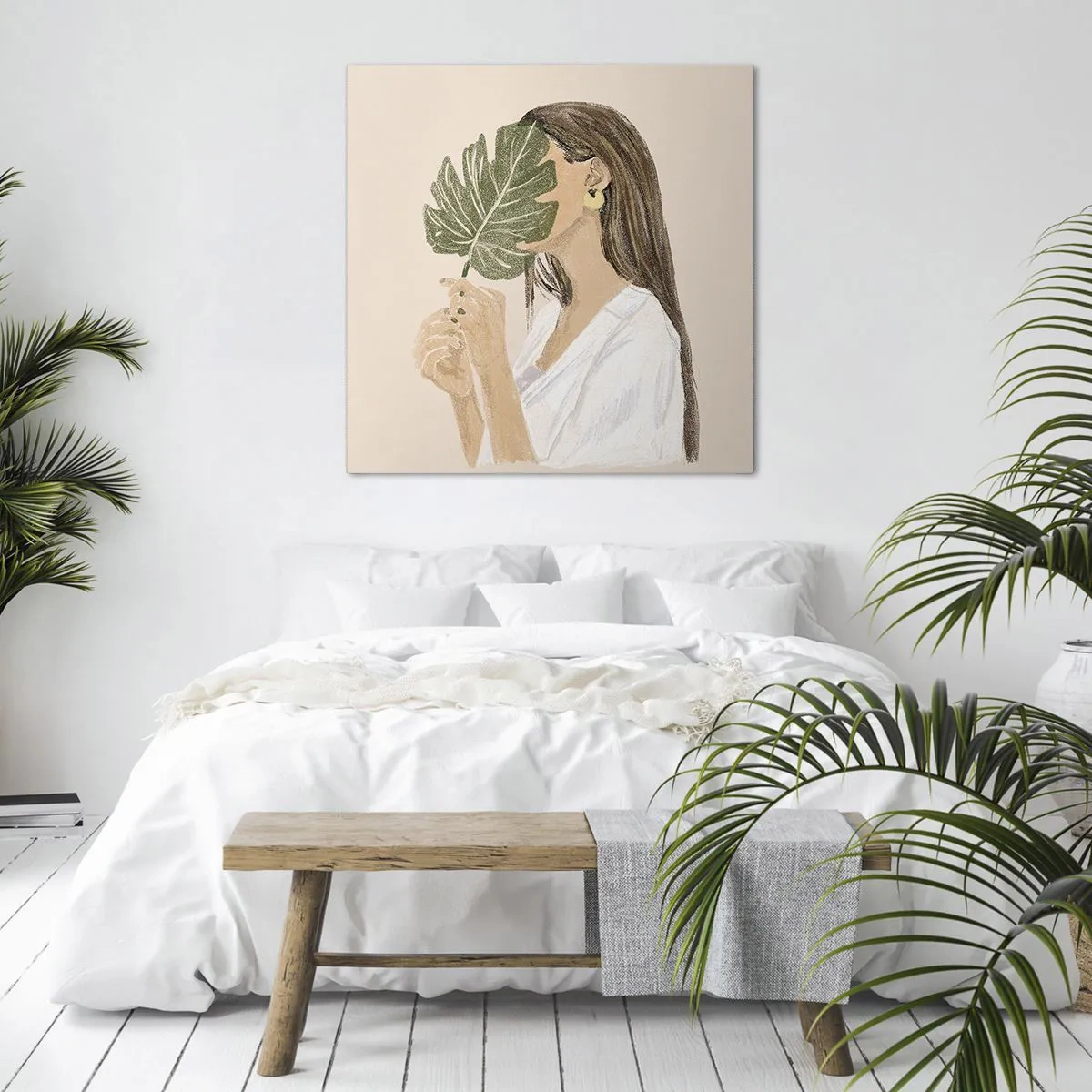 Cuadro sobre lienzo - Impresión de Imagen - Retrato misterioso con un abanico - 40x40 cm