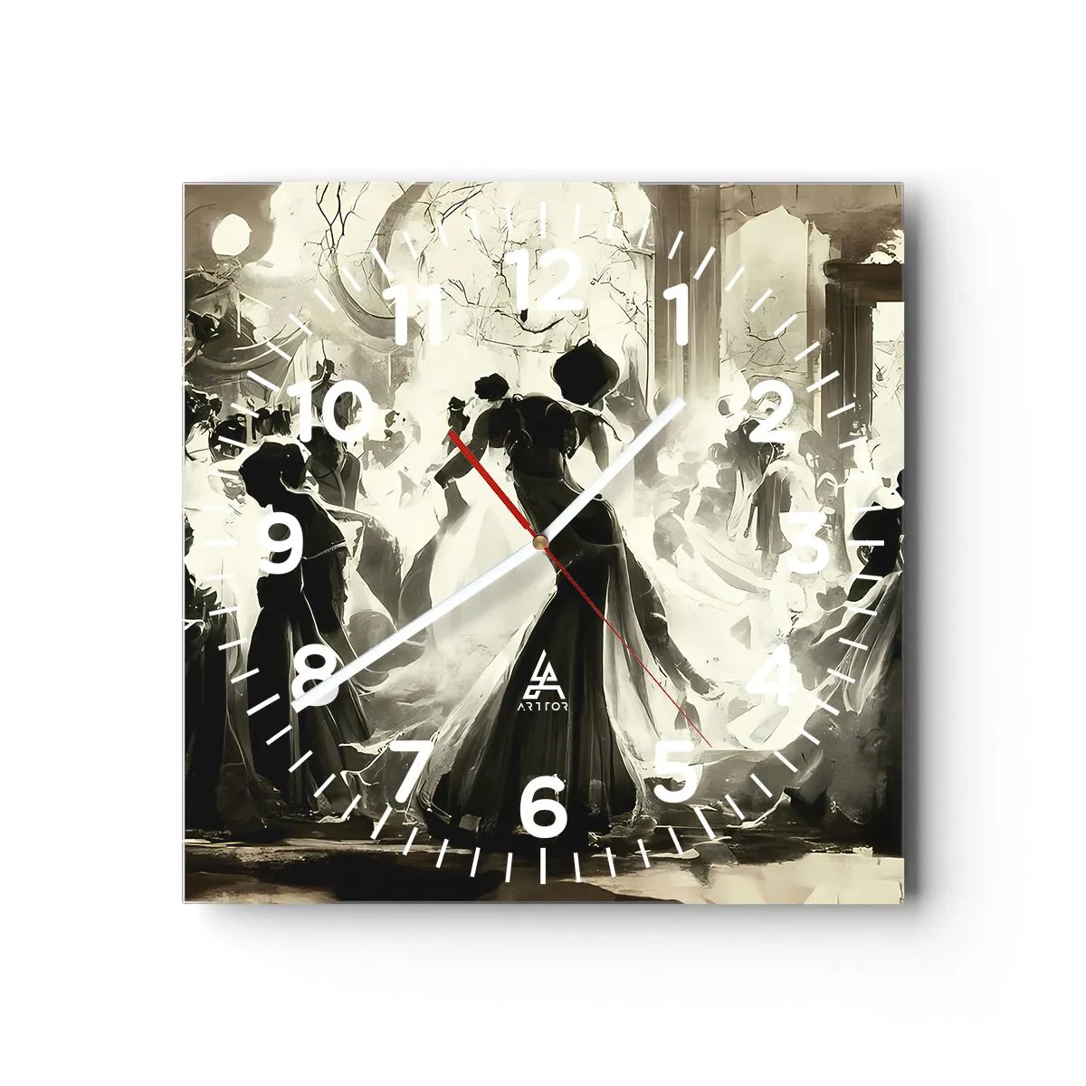 Reloj de pared - Reloj de vidrio - Gran mascarada - 30x30 cm