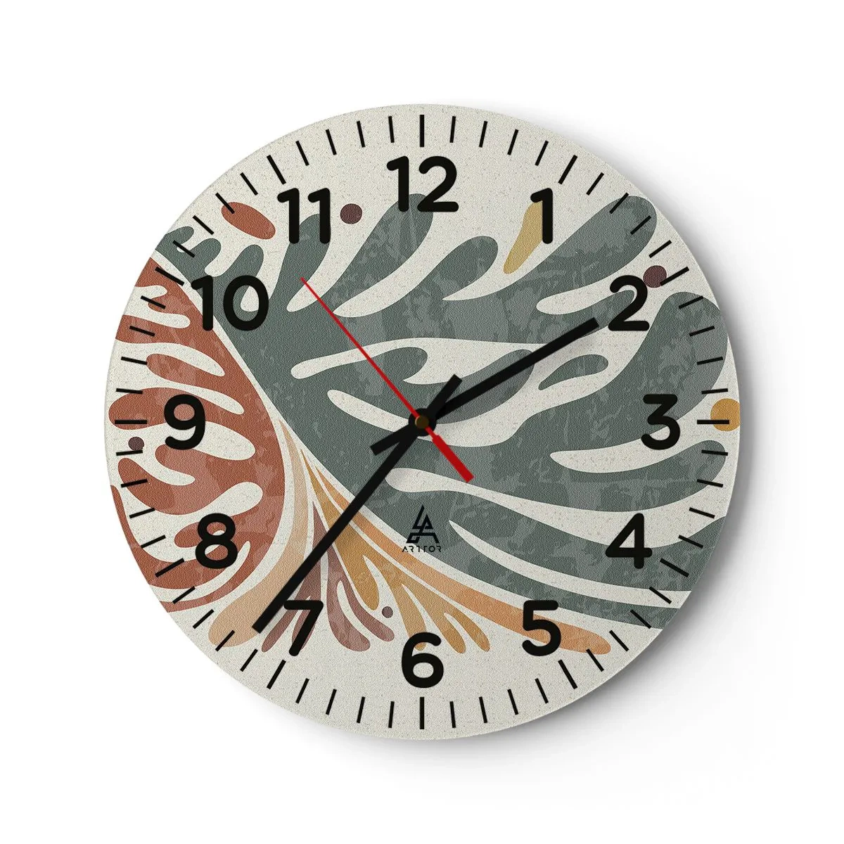 Reloj de pared - Reloj de vidrio - Hoja multicolor - 40x40 cm