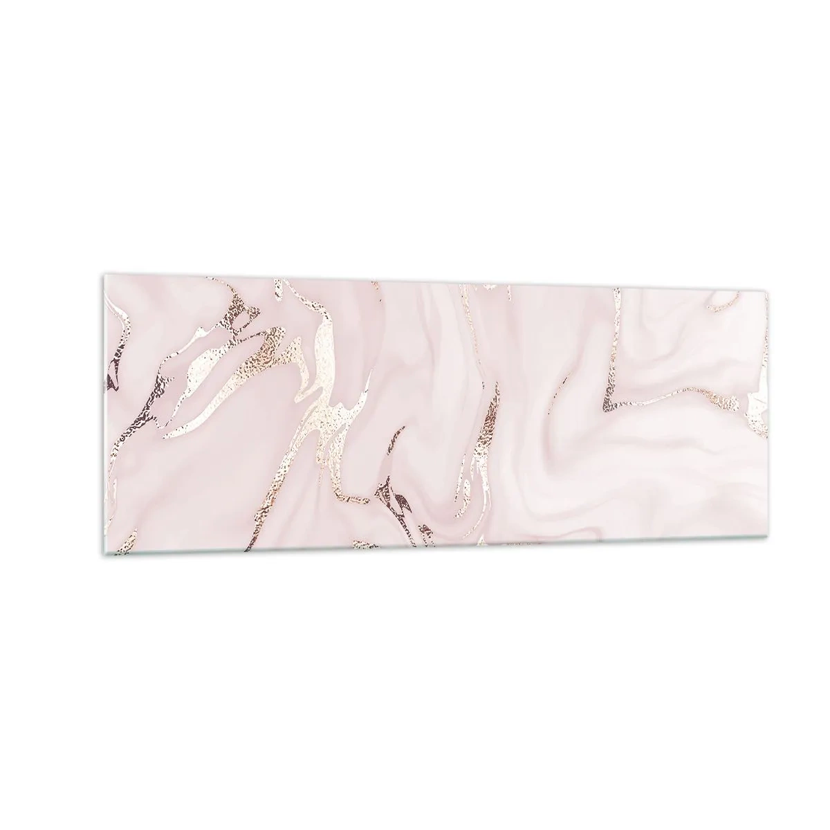 Cuadro sobre vidrio - Impresiones sobre Vidrio - Elegante abstracción en tonos rosa y dorado. - 140x50cm - En rosa - Decoración de pared moderna para salón y dormitorio ARTTOR