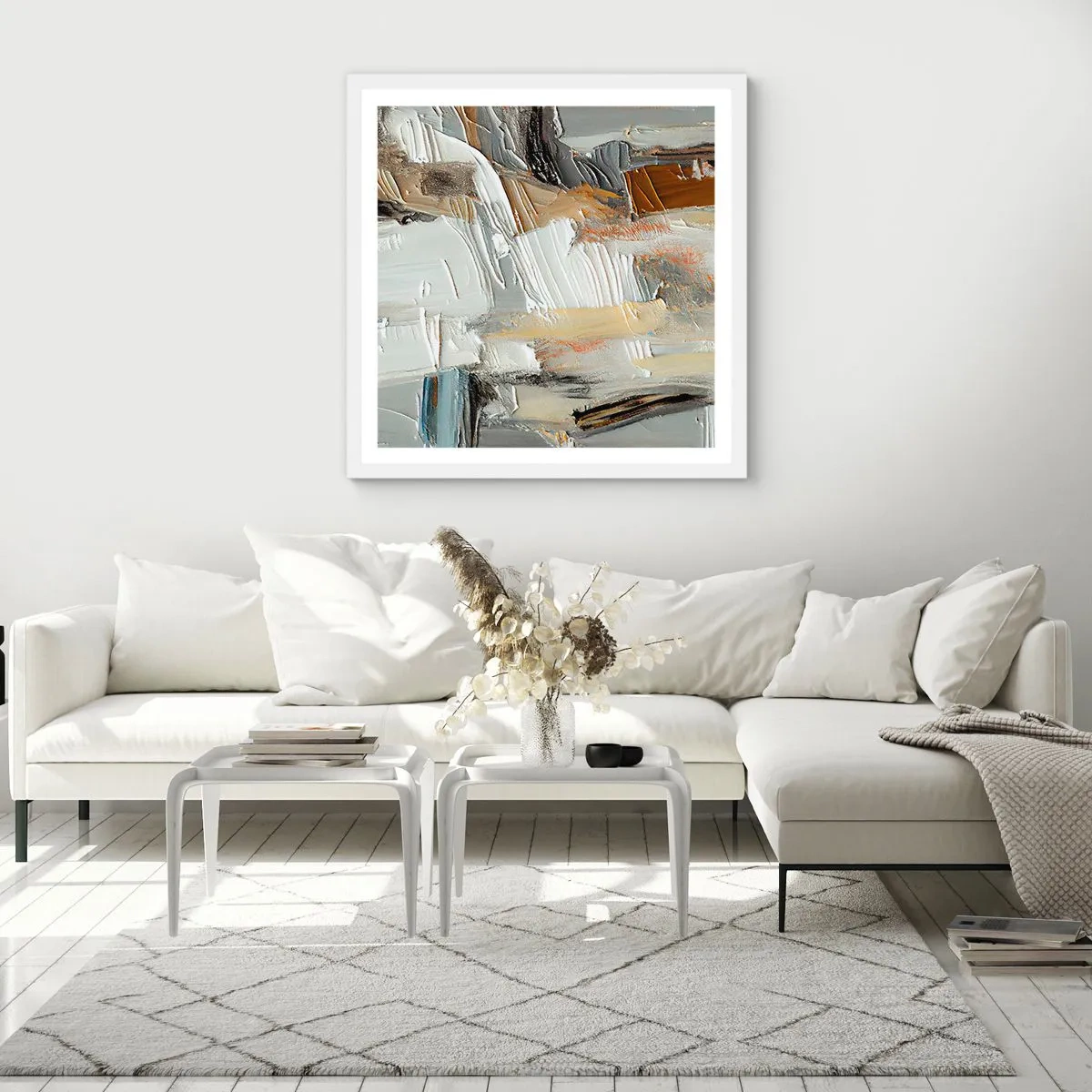 Póster en marco blanco - Estratificación de colores - 30x30 cm