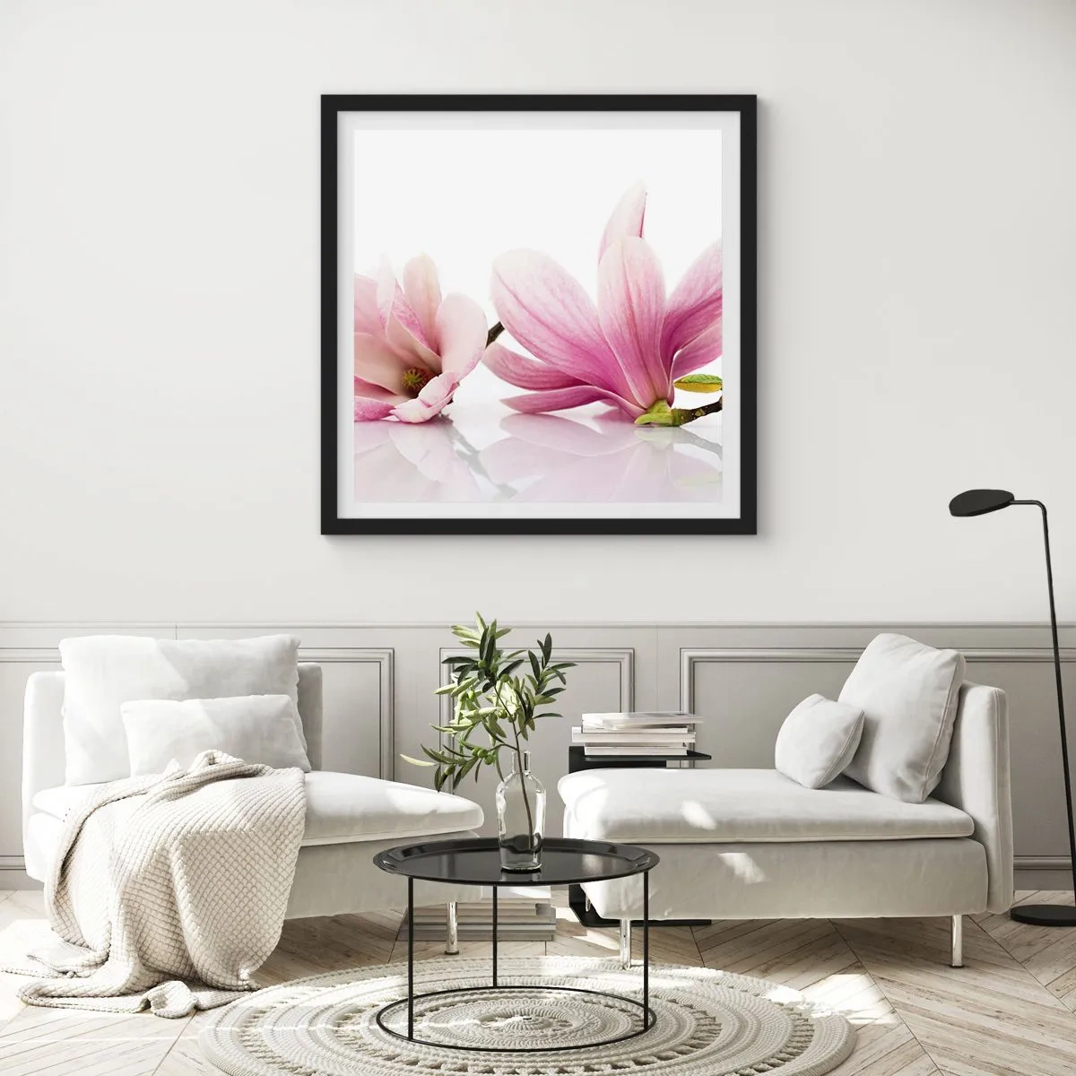 Póster en marco negro - Suave como un soplo de primavera - 50x50 cm