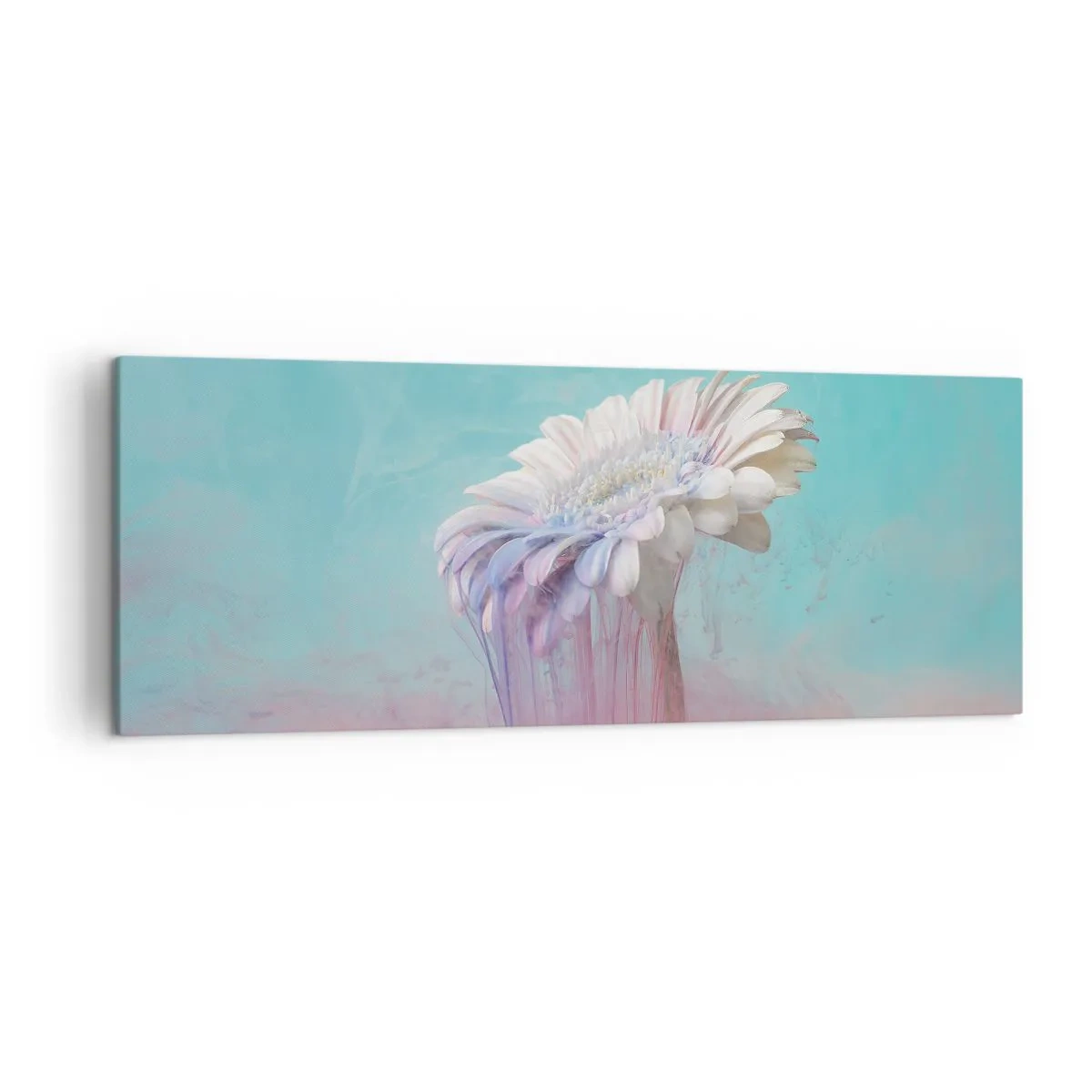 Cuadro sobre lienzo - Impresión de Imagen - Gerbera pastel con efecto difuminado - 140x50cm - El inframundo de las flores - Decoración de pared moderna para salón y dormitorio ARTTOR